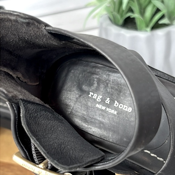 RAG & BONE l Metal Gray Strappy Heel Fallon Leather Sandal Brass Buckle 9.5 - Picture 8 of 14